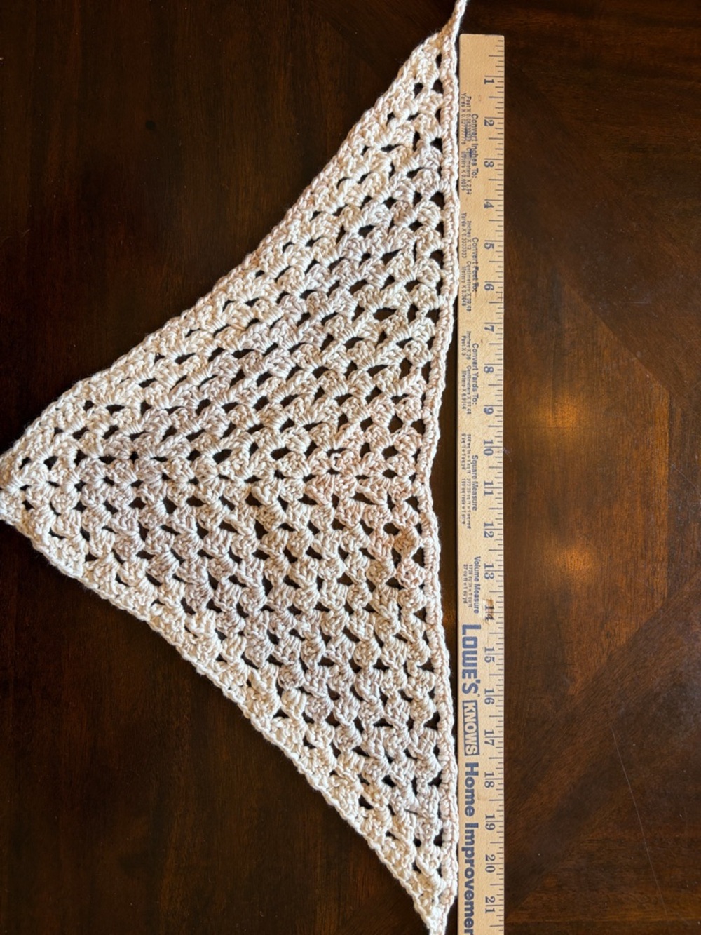 Handmade Crochet Triangle Hair Scarf - Cream - Picture 2 of 6